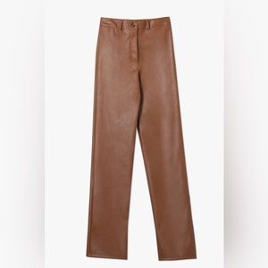 High Waisted brown leather Pants